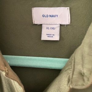 Kale Green Button Down Old Navy with Floral Patterns